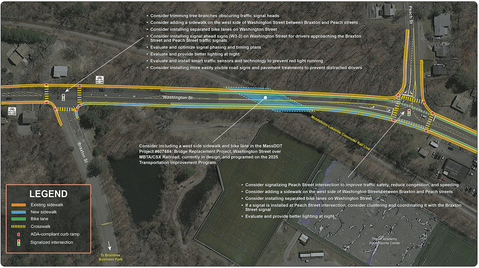 Figure 24 is an aerial photo showing the proposed improvements on Washington Street from Braxton Street to Peach Street.